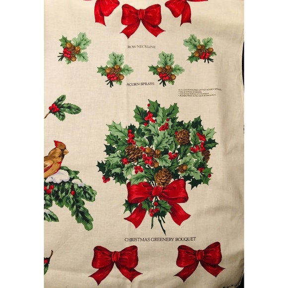 NOS VIP Cut & Sew Fabric Panel VTG Christmas Wearable Art Appliqué Tops & Bags - Picture 2 of 12